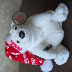 Coca-Cola White Polar Bear with Red Santa Hat, NWT, #0118